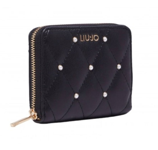 Liu Jo Portafoglio Trapuntato C/Perline ECS M Zip Around Astilbe AF3363 E0041 Nero