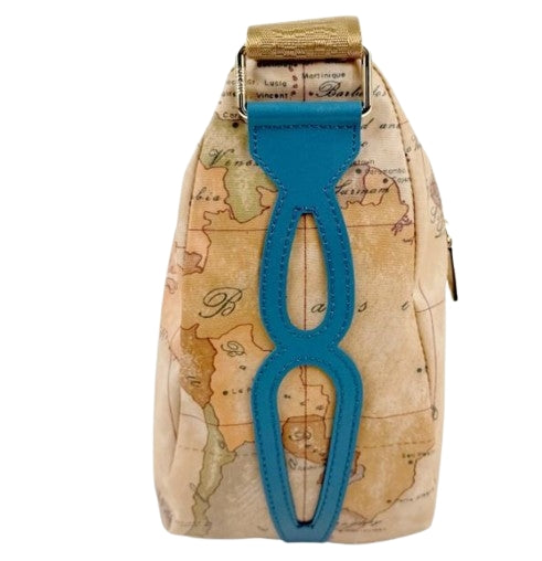 Alviero Martini 1A Classe Tracolla Mezzaluna Grande C/Tasca Geo Soft Petals L LE54 S578 Col.  0136 pacfic blu