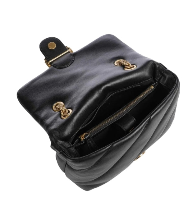 Pinko Borsa Puff Mini New Buckle Nappa PLTT 107058 Marrone Scuro