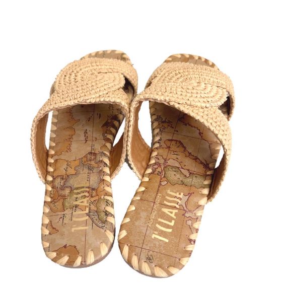 Alviero Martini 1A Classe Ciabatte Slipper In Rafia LM 1199 9881 Col 0578 Natural Color