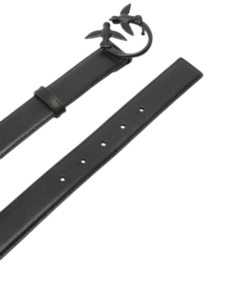 Pinko Cintura Love Berry in pelle 3 cm Con Fibbia Nera Black TG. xS