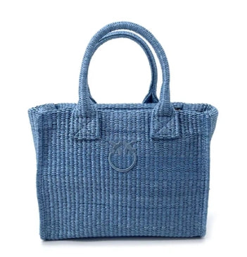 Pinko  Beach Shopper Mini Rafia Light Blue