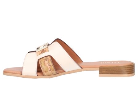Alviero Martini 1A Classe Ciabatte In Pelle Liscia C/Placchetta 1C Z 1075 578B Beige