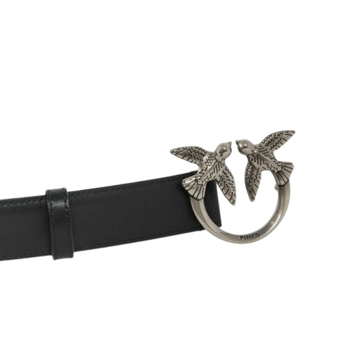 Pinko  Cintura   Love Berry in pelle  3 cm.    Black   TG. XL