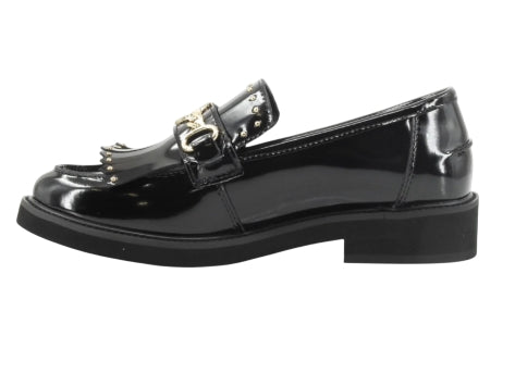 Patrizia Pepe Mocassino Pelle spazzolato con borchiette e frange PPJ950.31 nero