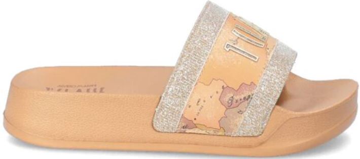 Alviero Martini 1A Classe Ciabatte Stampa Geo E Logo Iconico N 2201 0513 Platinum/Geo Beige