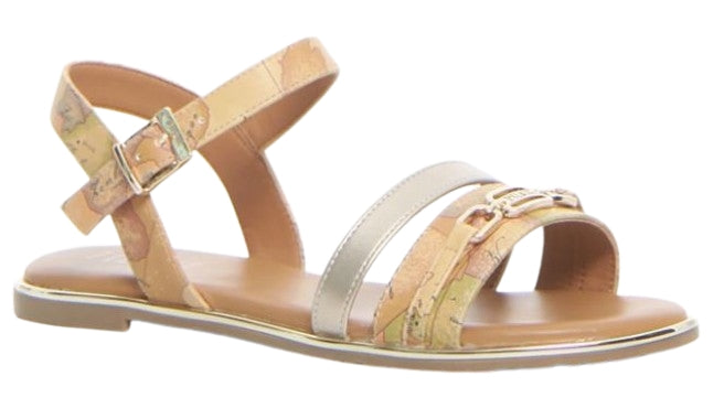 Alviero Martini 1A Classe Sandali Bassi N 2165 0371 Geo Beige Classic Platino