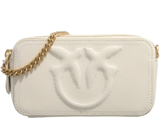 Pinko Carrie Camera Case White  Pelle Bottolata