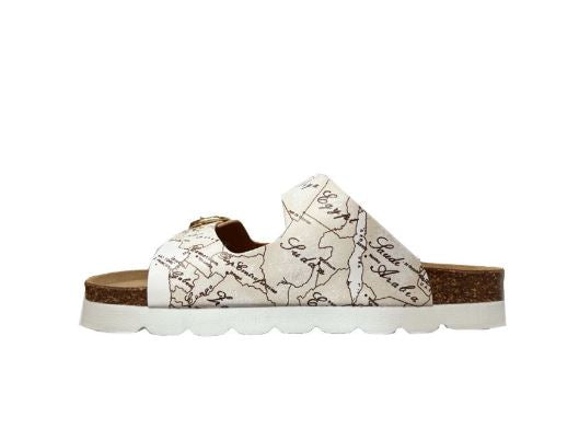 Alviero Martini 1A Classe Ciabatte Slipper Doppia Fibbia N 1190 750 Geo Classic + Geo Bianco