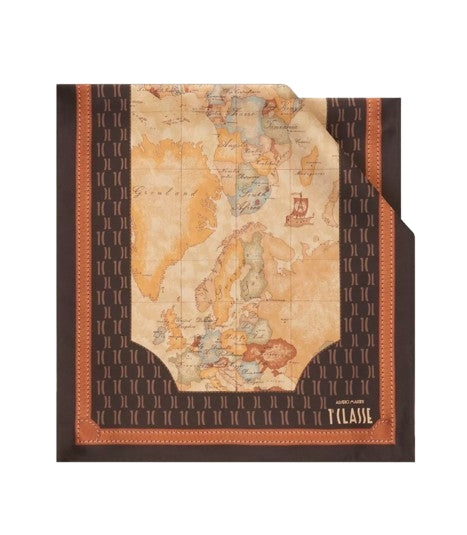 Alviero Martini 1A Classe Sciarpa 45x180 LM S519 G614 Col. 0504 Iconic Geo Mix Chocolate