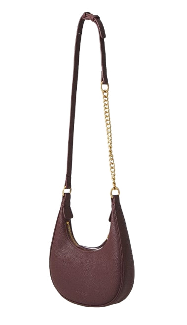Pinko Borsa Brioche Hobo Classic Mini  Pelle Bottolata Cioccolato Amaro