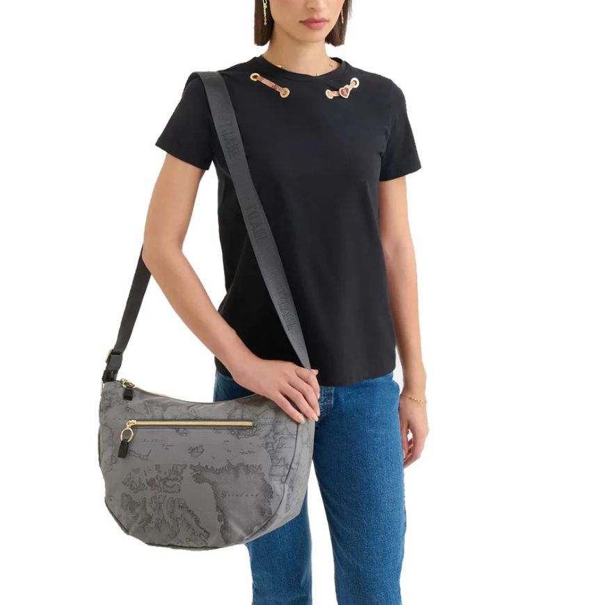 Alviero Martini 1a Classe Social Soft Mezzaluna Grande L LA92 9449 Col 0030 Dark Grey
