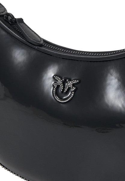 Pinko Half Moon Mini FL Eco Vernice + Strass Nero