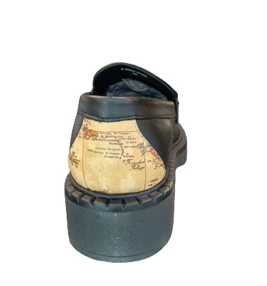 Alviero Martini Mocassino In Pelle Logo Catena Dorato  H40 Z 0922 5787B Col 0001 Nero