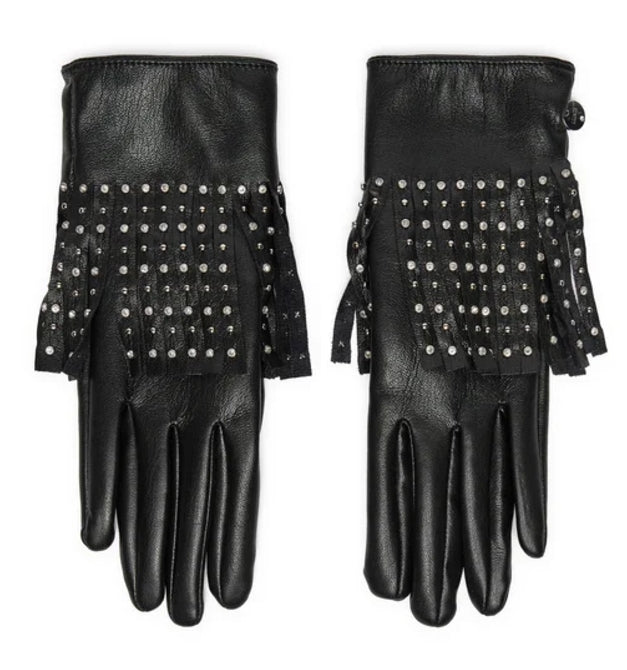 Liu Jo Guanti In Ecopelle Con Frange e Micro Borchie 2F4081 E0002 Nero
