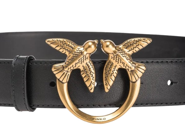 Pinko  Cintura   Love Berry in pelle  3 cm.    Black   TG. M