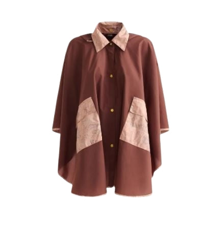 Mantella Alviero Martini   Mantella Poncho   impermeabile Cioccolato  Bordo Geo  910  E