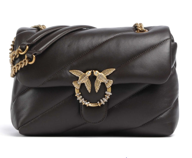 Pinko Borsa Puff New Mini Buckle Nappa PLTT 107057 Marrone Scuro