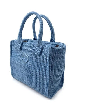 Pinko  Beach Shopper Mini Rafia Light Blue