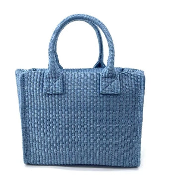 Pinko  Beach Shopper Mini Rafia Light Blue