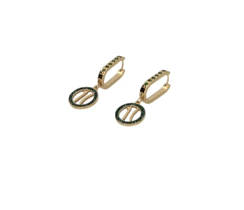 Alviero Martini1A Classe Orecchini Zirconi con pendente Oro LM PO85 3039 Col 0395 Dorato