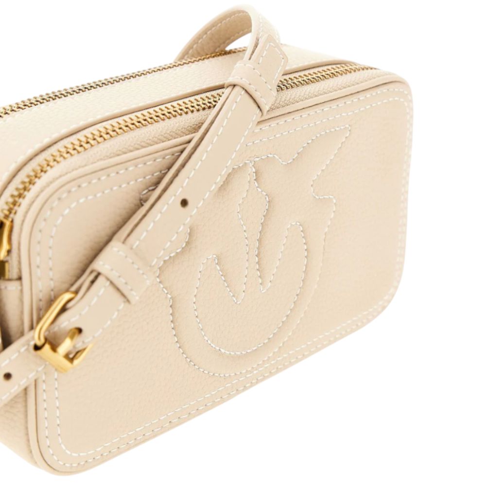 Pinko Carrie Camera Case Beige Pelle Bottolata