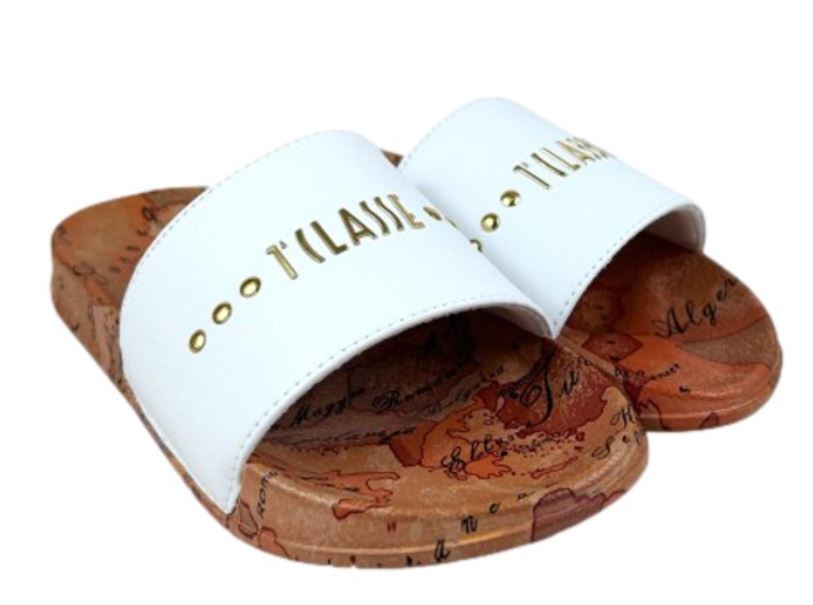 Alviero Martini 1A Classe Ciabatte Stampa Geo E Logo Iconico N 2196 0289 Bianco