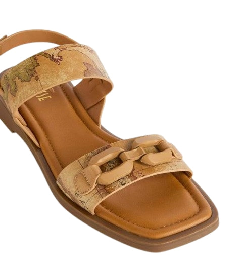 Alviero Martini 1A Classe Sandali C/Catena In Eco Nappa Geo Classic Z 1085 750B Natural Beige