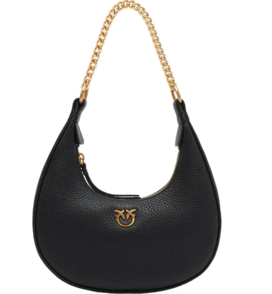 Pinko Borsa Brioche Hobo Classic Mini  Pelle Bottolata Black