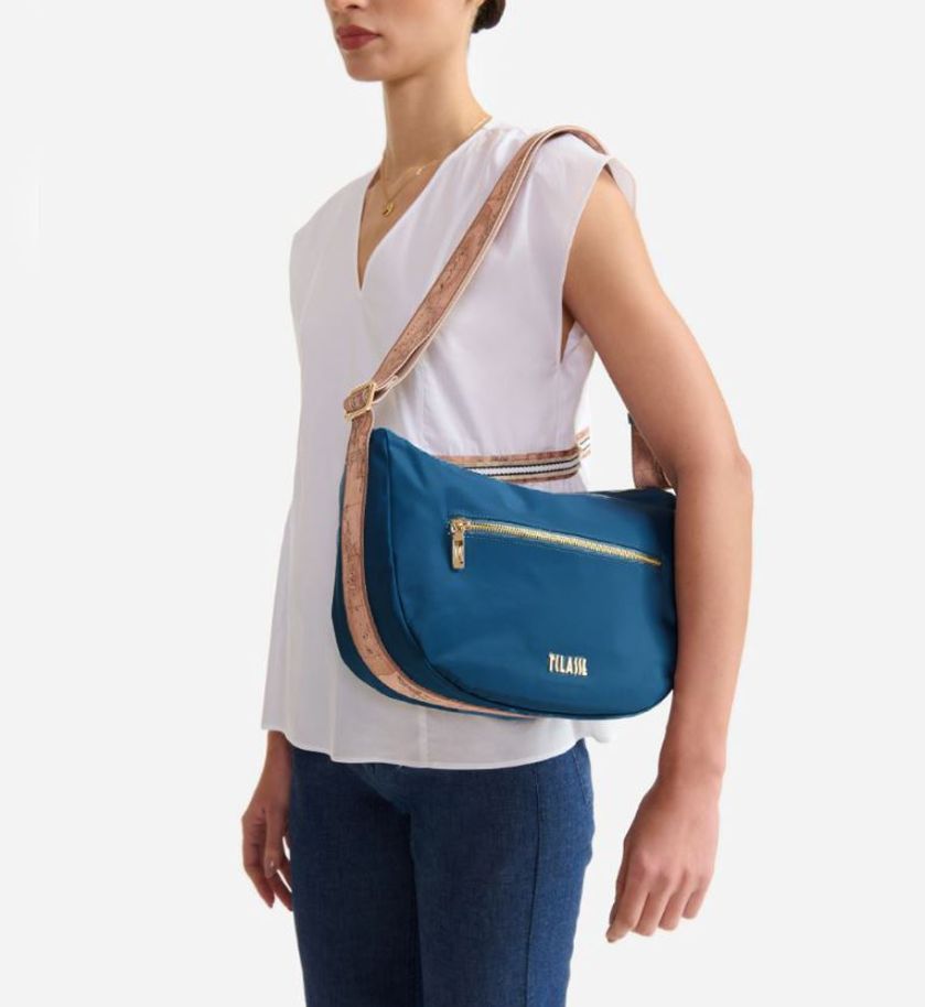 Alviero Martini 1a Classe Breeze Nylon Borsa A Tracolla Mezzaluna Grande LB84 9762 Col 00136 Pacific Blue