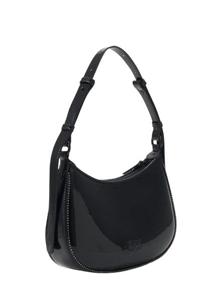 Pinko Half Moon Mini FL Eco Vernice + Strass Nero
