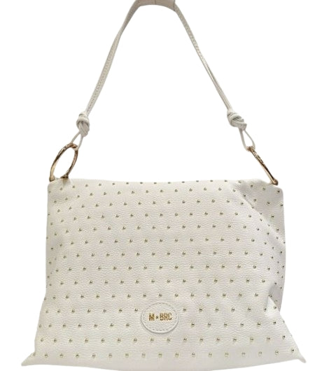 M BRC Massimo Braccialini Borsa Shopping in Pelle Linea Star Dust C125 Bianco