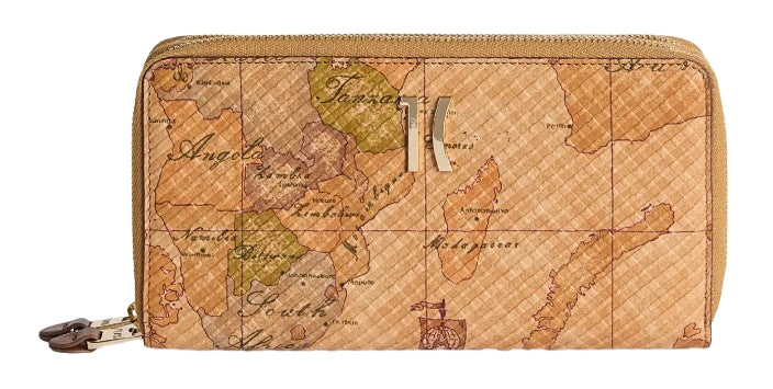 Alviero Martini 1A Classe Portafoglio Donna Con Doppia Zip In Pelle Geo Classic Grande PP15 8644 Col 0010 Natural