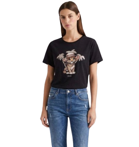 Liu Jo  Maglia T-shirt c/coulise VA6170 JS003 Col. P9494 Nero/small leop