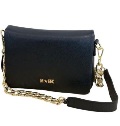 M BRC Borsa  a Tracolla  In Pelle Con Patta Linea  Piuma  C159 Colore Nero