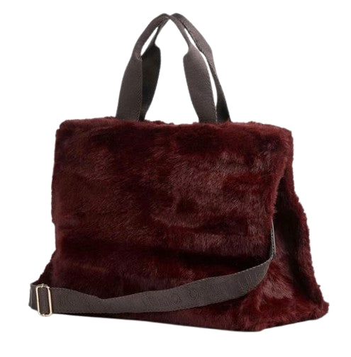 Liu Jo Borsa Teddy L Tote Fake Fur 2F6037 E0218 Col. 91978 Red aubergine