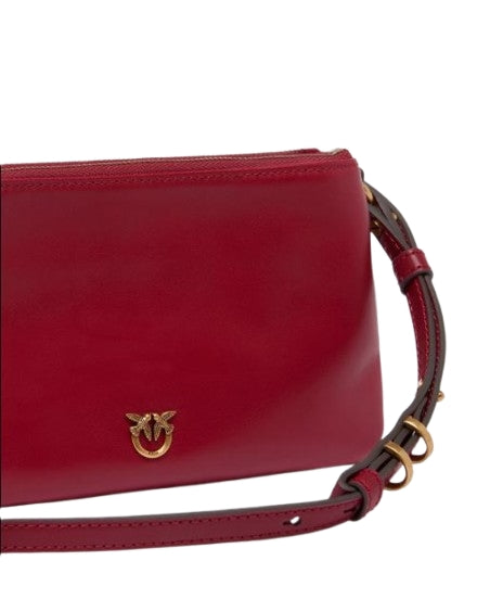 Pinko  Borsa  aTracolla   Double Mini in   pelle    Rosso vino