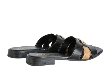 Alviero Martini 1A Classe Ciabatte In Pelle Liscia C/Placchetta 1C Z 1075 578B Nero