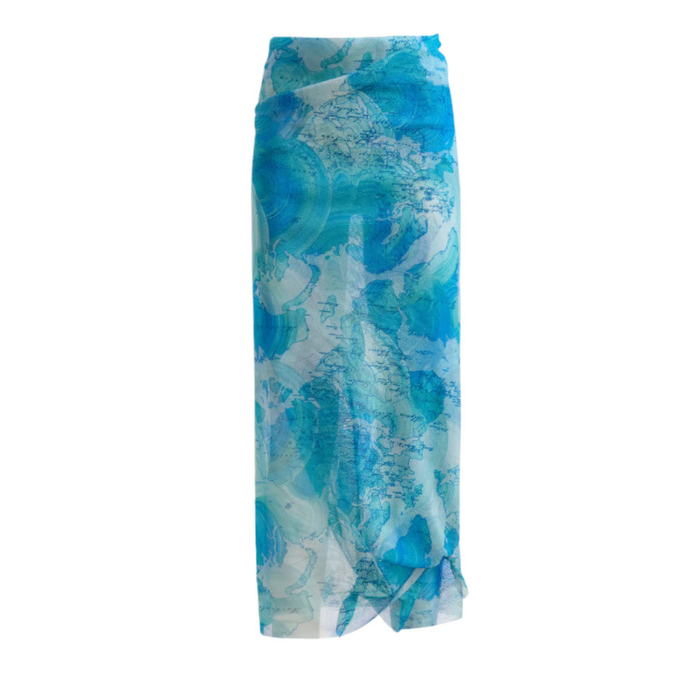 Alviero Martini 1A Classe  Pareo Geo Onda 100X150 LM P080 9882 Col. 0159 Reef water