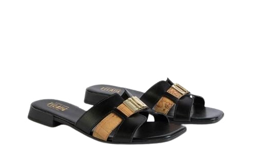 Alviero Martini 1A Classe Ciabatte In Pelle Liscia C/Placchetta 1C Z 1075 578B Nero
