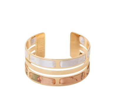 Alviero Martini1A Classe Bracciale Bangle con doppio nastro Geo Mix Oro Chiaro LM PO87 3041 Col 0411 Dorato
