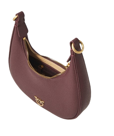 Pinko Borsa Brioche Hobo Classic Mini  Pelle Bottolata Cioccolato Amaro