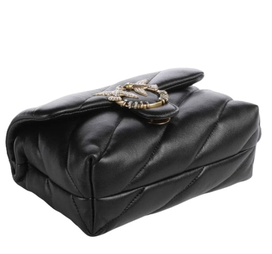 Pinko Borsa Puff Mini New Buckle Nappa PLTT 107058 Marrone Scuro