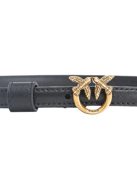 Pinko  Cintura  Love Birds  Fibbia 1 cm.  Vitello  Black   TG. S