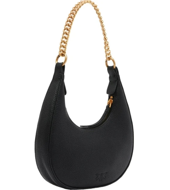Pinko Borsa Brioche Hobo Classic Mini  Pelle Bottolata Black