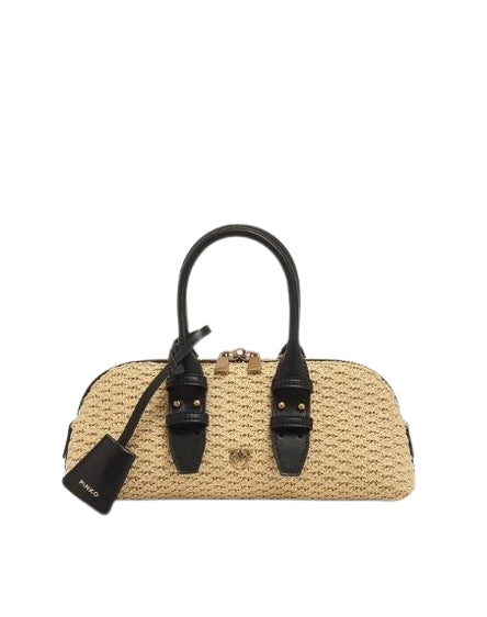Pinko  Bowling Baguette  Rafia Vitello