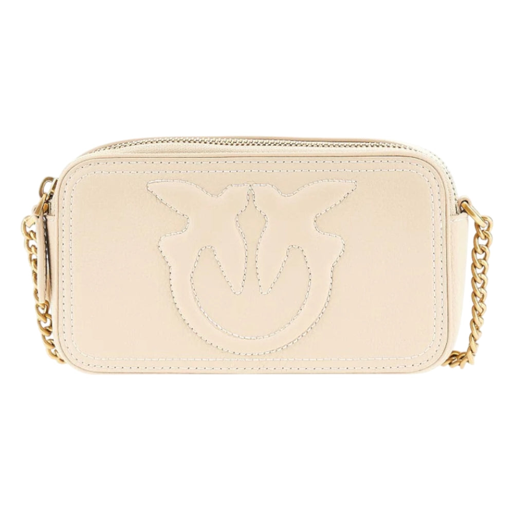 Pinko Carrie Camera Case Beige Pelle Bottolata