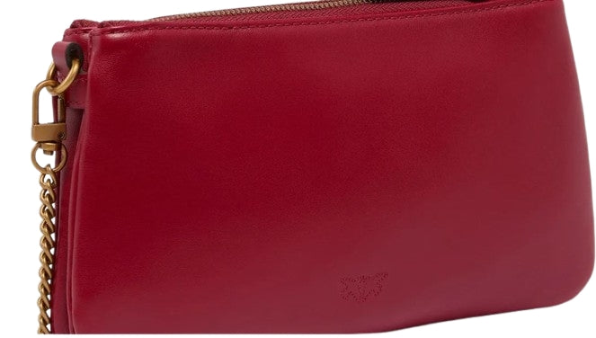 Pinko  Borsa  aTracolla   Double Mini in   pelle    Rosso vino