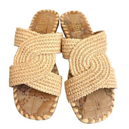 Alviero Martini 1A Classe Ciabatte Slipper In Rafia LM 1199 9881 Col 0578 Natural Color