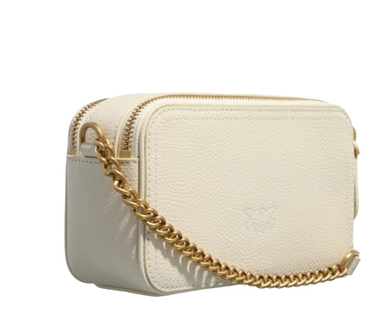 Pinko Carrie Camera Case White  Pelle Bottolata